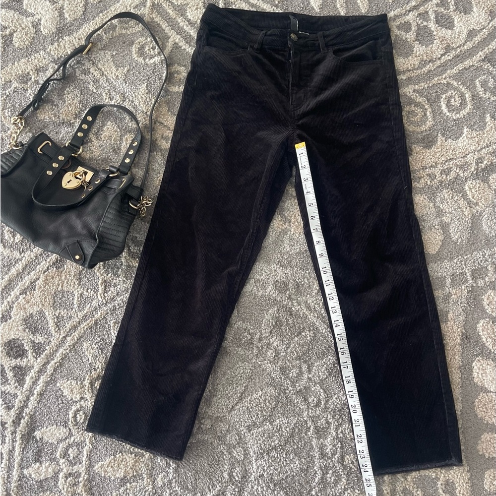 Y2K Divided H&M Corduroy Black Mid Rise Baggy - Straight Leg pants Size 1OP- 15”
